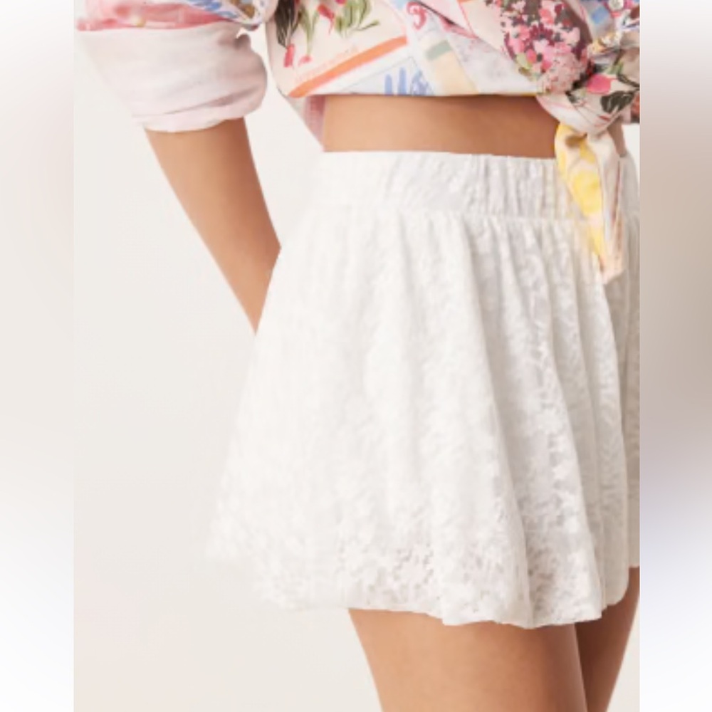 POL White Ruffled Bubble Mini Skirt